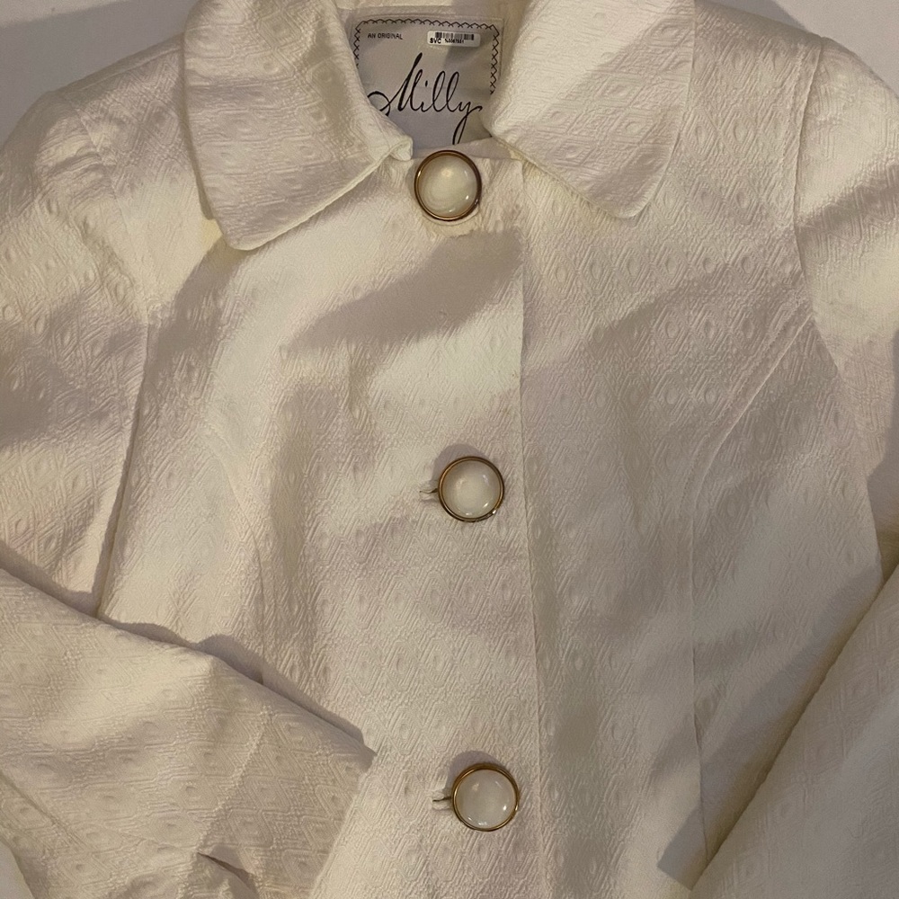 Milly of New York 2 blazer jacket white crop